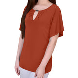 Mesh Flutter Sleeve Knit Top, Petite