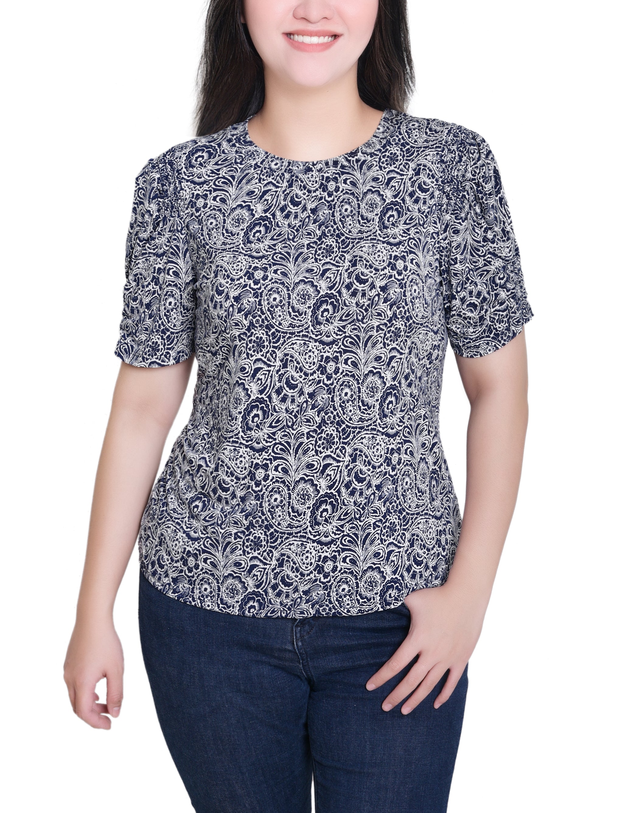 NY Collection Petite Short Sleeve Scoop Neck Top