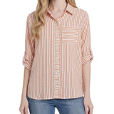 3/4 Sleeve Roll Tab Blouse, Petite