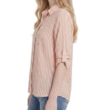 3/4 Sleeve Roll Tab Blouse, Petite