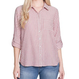 3/4 Sleeve Roll Tab Blouse, Petite