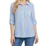 3/4 Sleeve Roll Tab Blouse, Petite