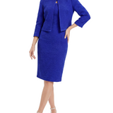 Textured Knit 3/4 Sleeve 2 Piece Dress Set, Petite