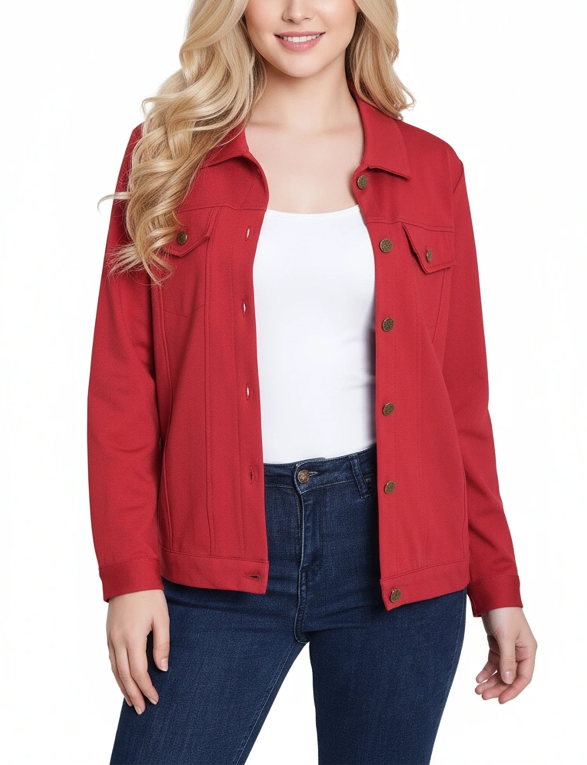 NY Collection Petite Long Sleeve Ponte Cropped Jacket