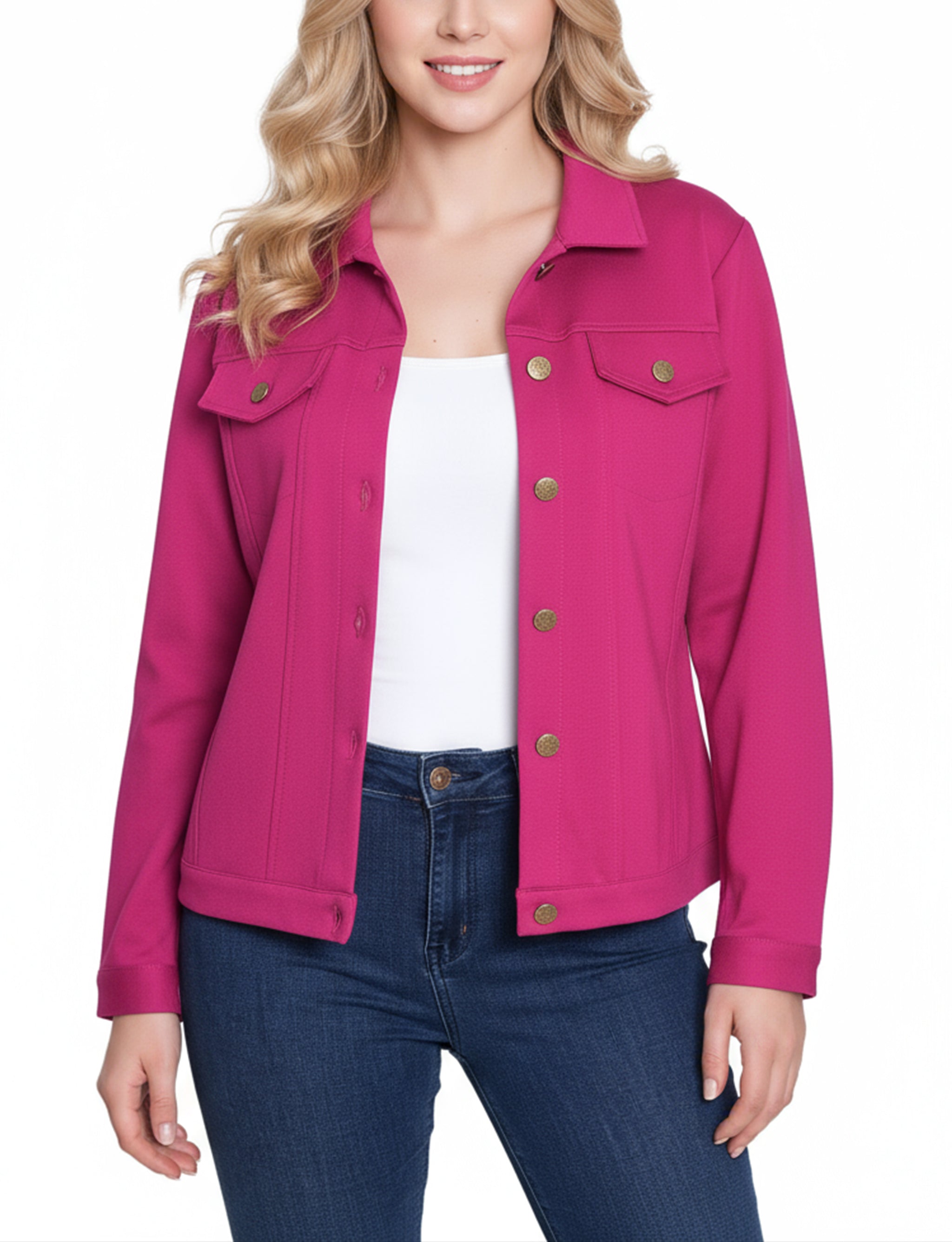 NY Collection Petite Long Sleeve Ponte Cropped Jacket