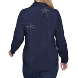 Long Sleeve Palm Tree Blouse, Petite
