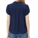 NY Collection Petite Cap Slv Rouched Yoke Blouse