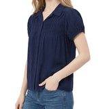 NY Collection Petite Cap Slv Rouched Yoke Blouse