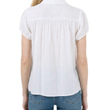 NY Collection Petite Cap Slv Rouched Yoke Blouse
