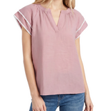 Double-Layer V-Neck Blouse, Petite
