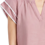 Double-Layer V-Neck Blouse, Petite