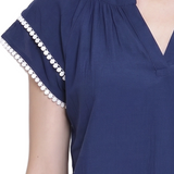 Double-Layer V-Neck Blouse, Petite
