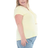 Plus Size V-Neck Front Tie Pullover Top