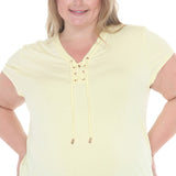 Plus Size V-Neck Front Tie Pullover Top