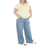 Plus Size V-Neck Front Tie Pullover Top