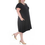 Plus Size V-Neck Tie Front Flutter Sleeve Shift Dres