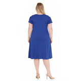 Plus Size V-Neck Tie Front Flutter Sleeve Shift Dres