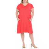 Plus Size V-Neck Tie Front Flutter Sleeve Shift Dres