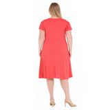 Plus Size V-Neck Tie Front Flutter Sleeve Shift Dres