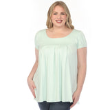 Women's  Cap Sleeve Pleated Top - Aqua - Plus