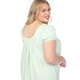 Women's  Cap Sleeve Pleated Top - Aqua - Plus