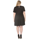 Women's  V-Neck Short Sleeve Dress - Black - Plus