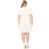 Women's  V-Neck Short Sleeve Dress - Off White - Plus