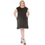 Women's  Crew Neck Ruffle Sleeve Dress