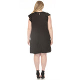 Women's  Crew Neck Ruffle Sleeve Dress