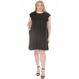 Women's  Crew Neck Ruffle Sleeve Dress