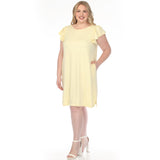 Women's  Crew Neck Ruffle Sleeve Dress
