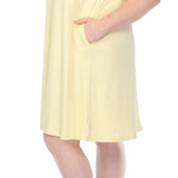Women's  Crew Neck Ruffle Sleeve Dress - Yellow - Plus