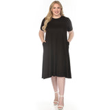 Women's  Crew Neck T-Shirt Dress - Black - Plus