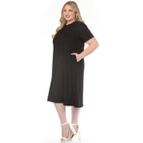 Women's  Crew Neck T-Shirt Dress - Black - Plus