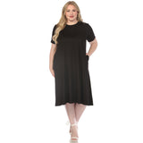 Women's  Crew Neck T-Shirt Dress - Black - Plus