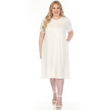 Women's  Crew Neck T-Shirt Dress - Off White - Plus