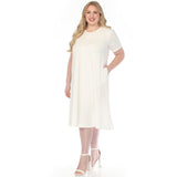 Women's  Crew Neck T-Shirt Dress - Off White - Plus