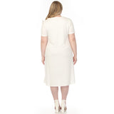Women's  Crew Neck T-Shirt Dress - Off White - Plus