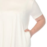 Women's  Crew Neck T-Shirt Dress - Off White - Plus