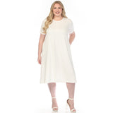 Women's  Crew Neck T-Shirt Dress - Off White - Plus