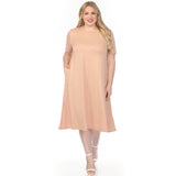 Women's  Crew Neck T-Shirt Dress - Rose Gold - Plus