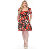 Women's  Square Neck Short Sleeve Floral Dress