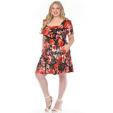 Women's  Square Neck Short Sleeve Floral Dress