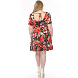 Women's  Square Neck Short Sleeve Floral Dress