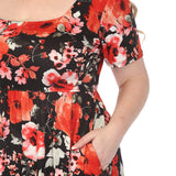 Women's  Square Neck Short Sleeve Floral Dress