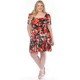 Women's  Square Neck Short Sleeve Floral Dress
