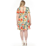 Women's  Square Neck Short Sleeve Floral Dress