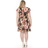 Women's  V-Neck Empire Dress - Black - Plus