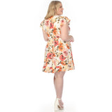 Women's  V-Neck Empire Dress - Ivory Orange - Plus