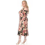 Women's  Cold Shoulder 3/4 Sleeve Dress - Black - Plus